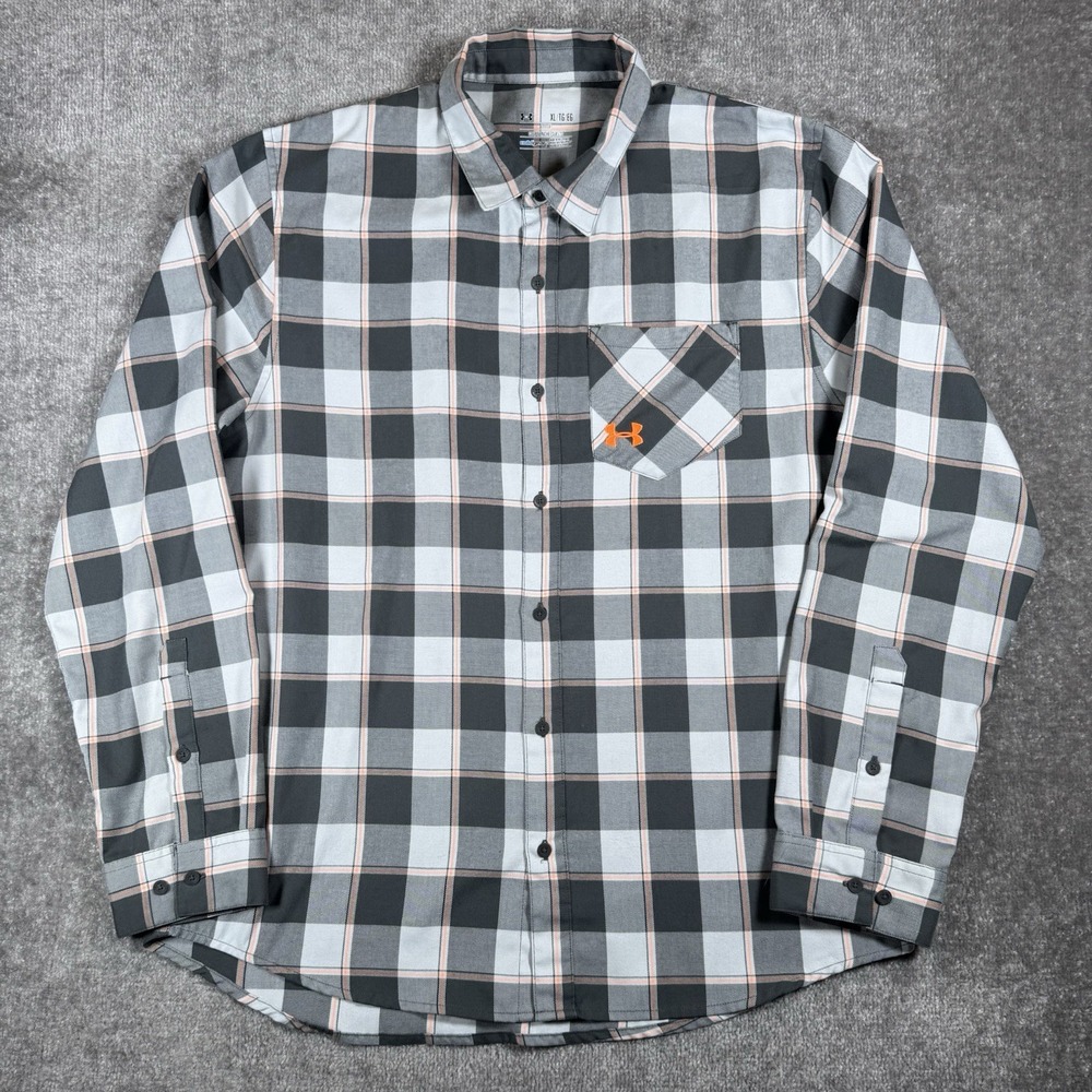 Under Armour Shirt Men's XL Plaid Stockton Flannel Button Down ColdGear Loose